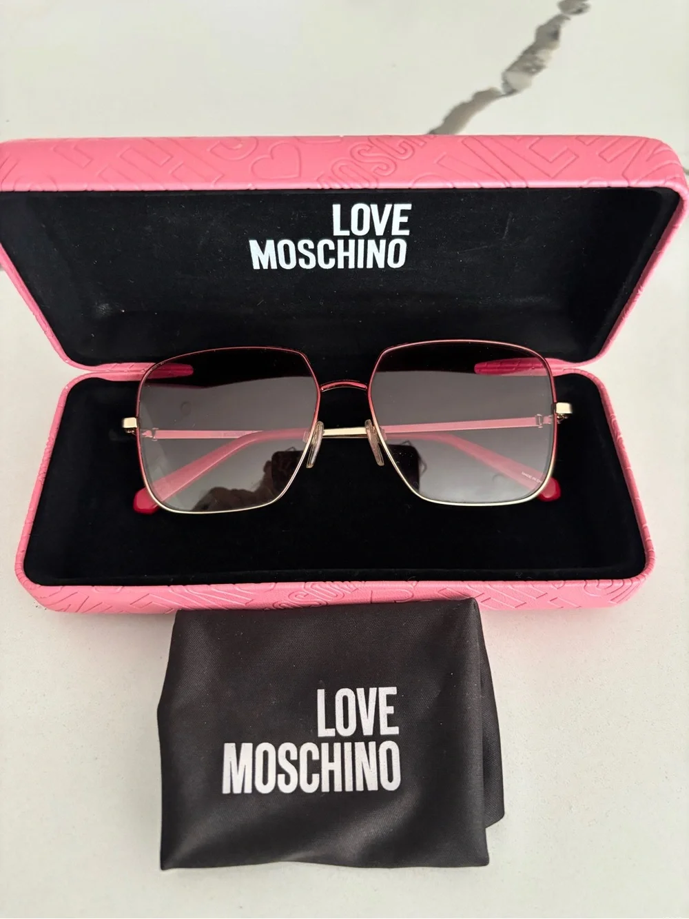 Moschino Gold-Tone Frame Sunglasses with Pink Gradient Lenses